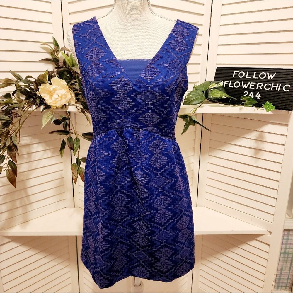 MAEVE BLUE EMBROIDERED DRESS WITH ZIP SIDE SIZE 6 - Picture 2 of 7